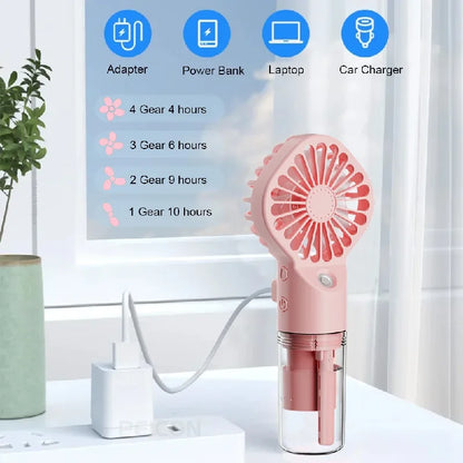 1Pcs Portable Handheld Spray Fan Water Spray Mist Fan Student Dormitory Mini Fan Summer Supplies Cooling Tools Outdoor Small Fan