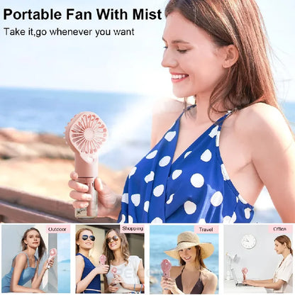 1Pcs Portable Handheld Spray Fan Water Spray Mist Fan Student Dormitory Mini Fan Summer Supplies Cooling Tools Outdoor Small Fan