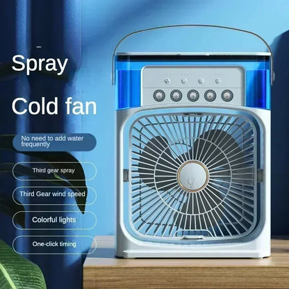 2026 New Three In One Household Air Conditioner Small Air Cooler Portable Smallfan Household Night Humidifier LED Nightlight Fan