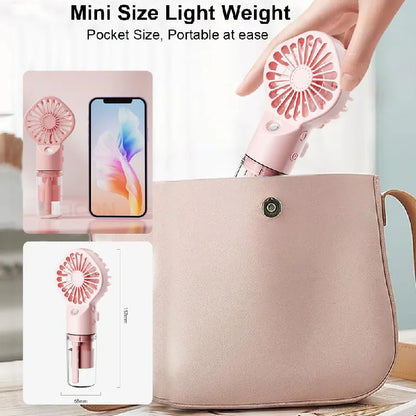 1Pcs Portable Handheld Spray Fan Water Spray Mist Fan Student Dormitory Mini Fan Summer Supplies Cooling Tools Outdoor Small Fan