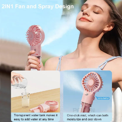 1Pcs Portable Handheld Spray Fan Water Spray Mist Fan Student Dormitory Mini Fan Summer Supplies Cooling Tools Outdoor Small Fan