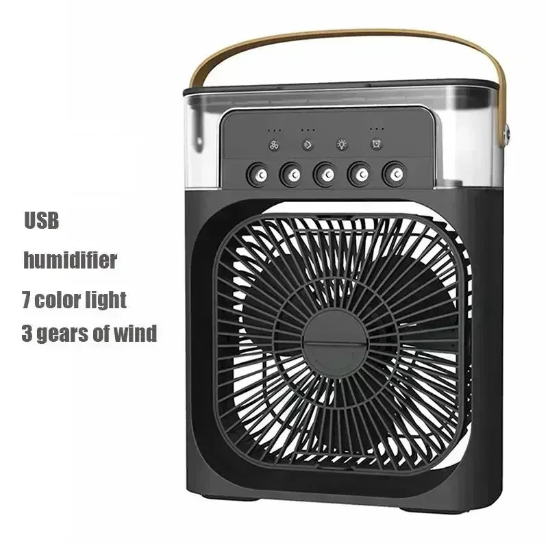 2026 New Three In One Household Air Conditioner Small Air Cooler Portable Smallfan Household Night Humidifier LED Nightlight Fan